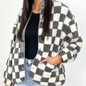 Shop Talulah Checkered Fleece Jacket
